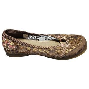 Gitano Clumsy Shoes Womens Size 7 Brown Floral Lace Comfort Round Toe Slip On